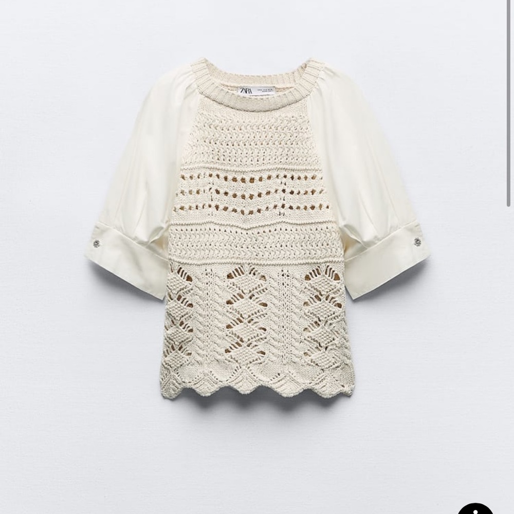 NWT Zara contrasting sleeve knit sweater Small